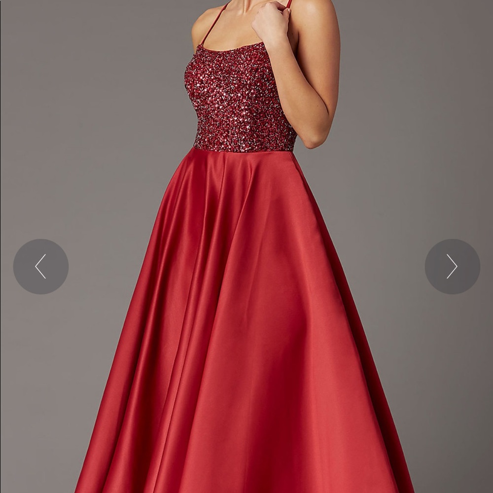 Long A-Line Sequin-Bodice Prom Dress